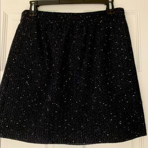 Ann Taylor Loft Short Black Silver Skirt Size 4